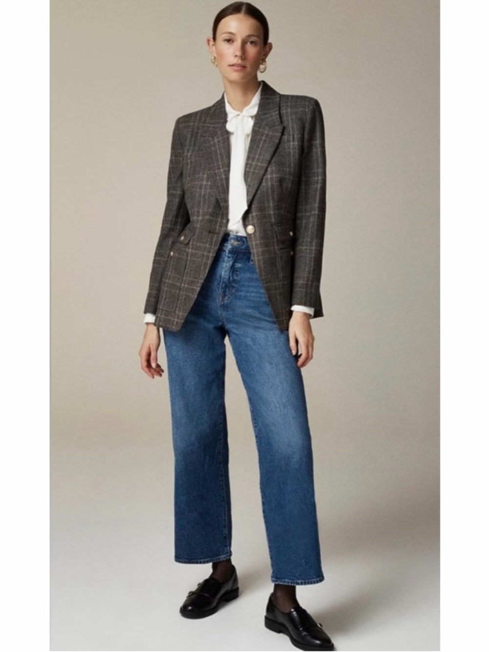 J Crew Vivienne Plaid Italian Wool Blend Blazer Jacket Academia Preppy Size 6